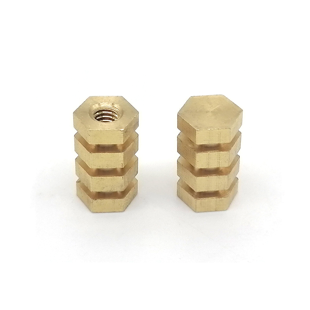 機(jī)加工非標(biāo)數(shù)控8×15車(chē)削件六角銅嵌件黃銅嵌入件