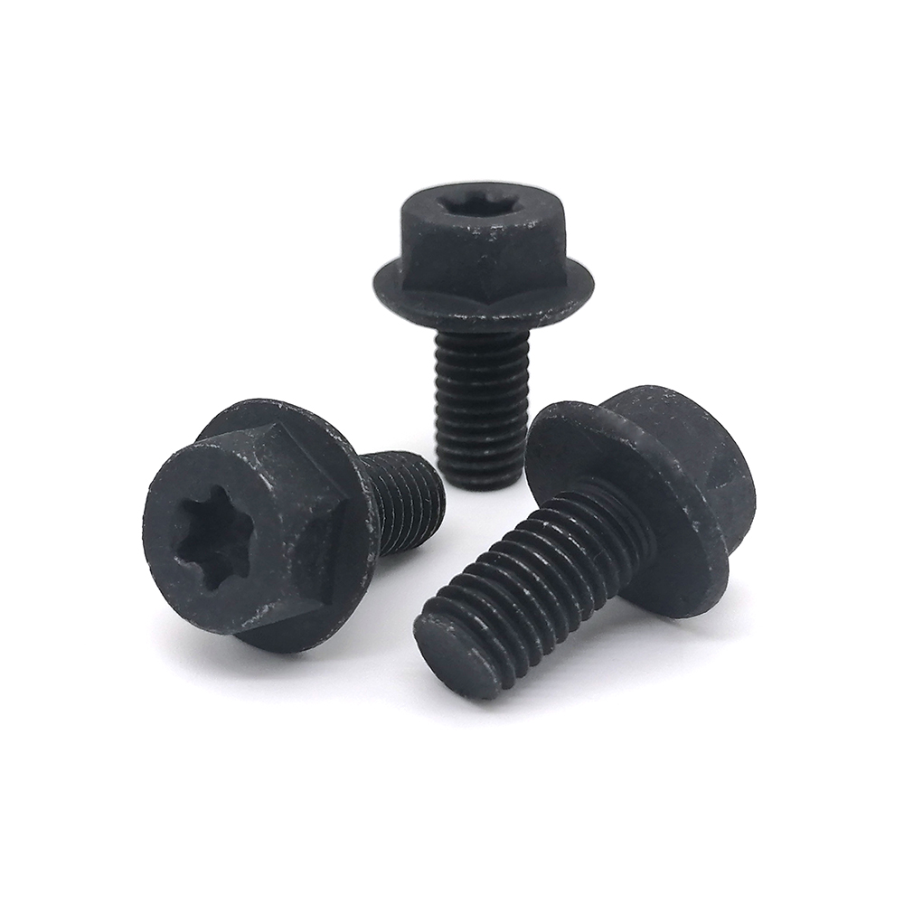 工廠生產(chǎn)高強(qiáng)度螺絲 10.9級發(fā)黑梅花螺絲 六角螺栓 六角法蘭內(nèi)梅花汽車零件定制非標(biāo)螺絲